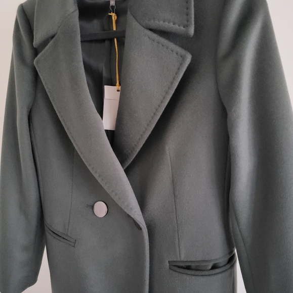 Jaeger Wool Green Double Breasted Coat Eur size 8 - Picture 2 of 6